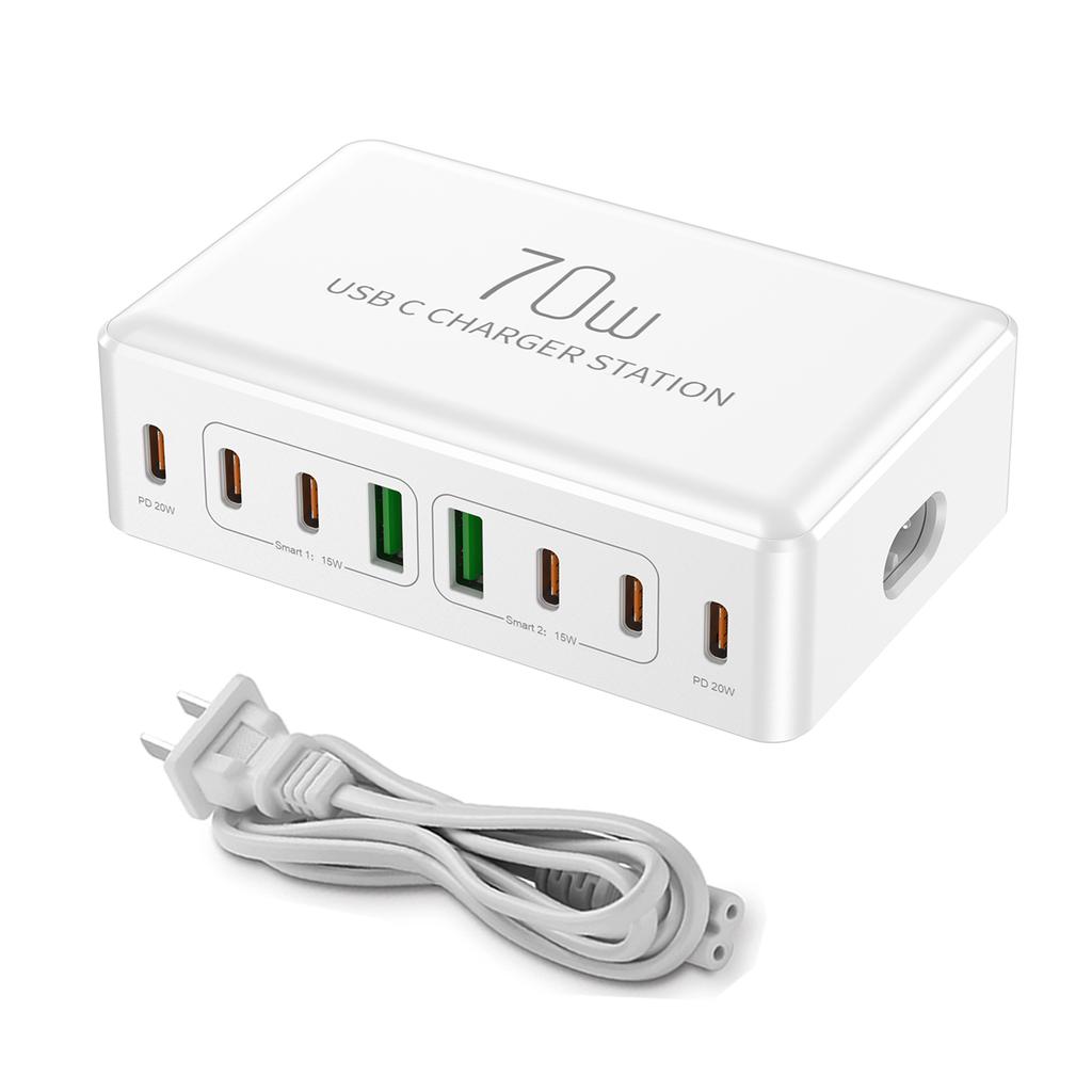 70W 8 Ports USB TypC Ladegerät Schnellladung Desktop-Ladestation Für Smartphone Kopfhörer