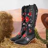 Fashion 6CM Western Women Boots Autumn Winter Fashion Chunky Heeled Cowboy Boots Vintage Style Country Western Cowgirl High Heels Boots