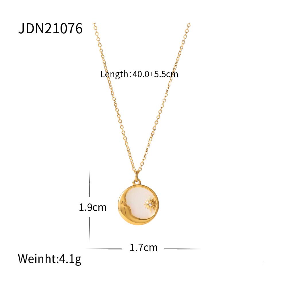 Youthway Stainless Steel Coin Pendant Necklace Autumn/Winter Metal Texture Pendant Waterproof Women'S Jewelry