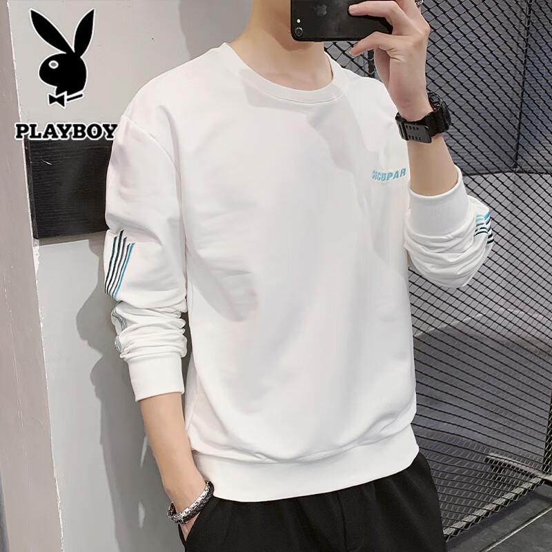 Мужская повседневная толстовка с принтом и круглым вырезом Playboy XL белый