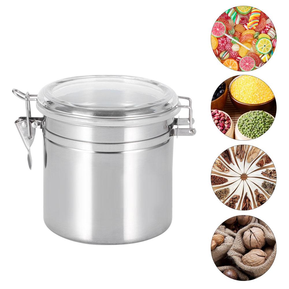 Rostfritt stål Kaffebönor Te Förseglad Burk Burkar Förvaringsbehållare för Socker Cerialier12.5x13