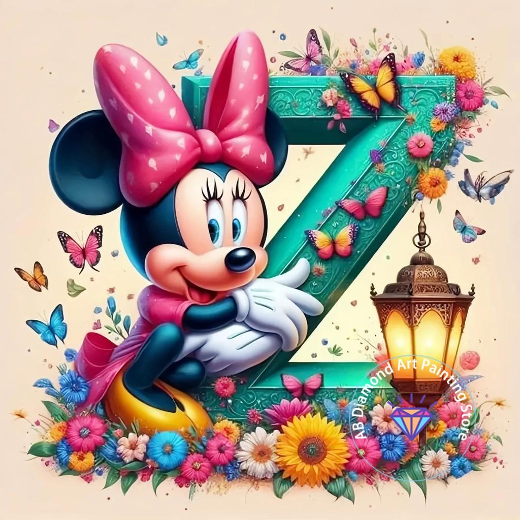 Mickey Mouse Minnie Letter Diamond Painting Kit 5D DIY Diamond Embroidery Cross Embroidery Handmade Art Gift Home Decoration