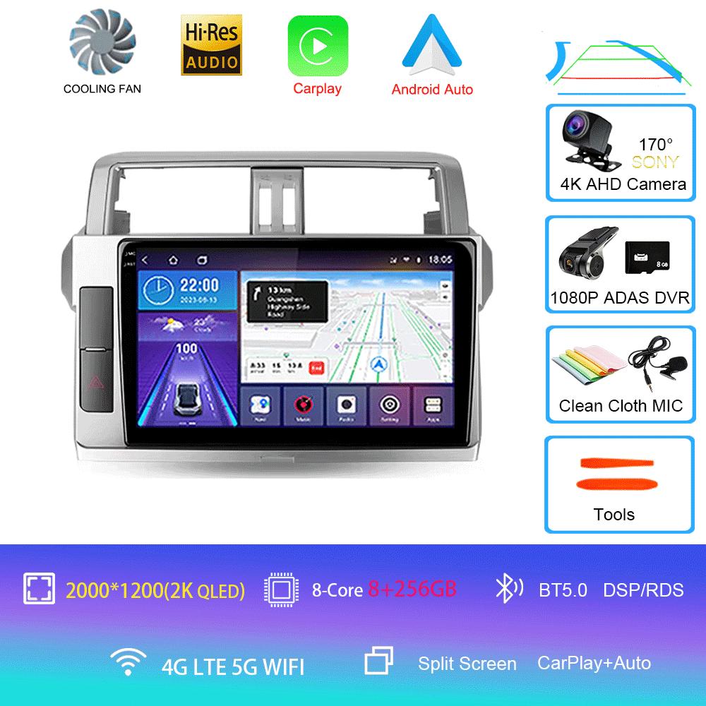 For Toyota Land Cruiser Prado 150 2013 2014 - 2017 Car Radio Android 14 Navigation Multimedia Player GPS WiFi+4G Video Carplay