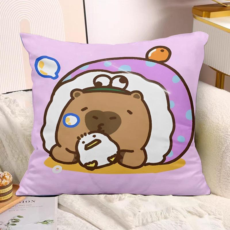 Cute Capybara Print Decorative Pillowcase Bedroom Living Room Square Cushion Pillowcase