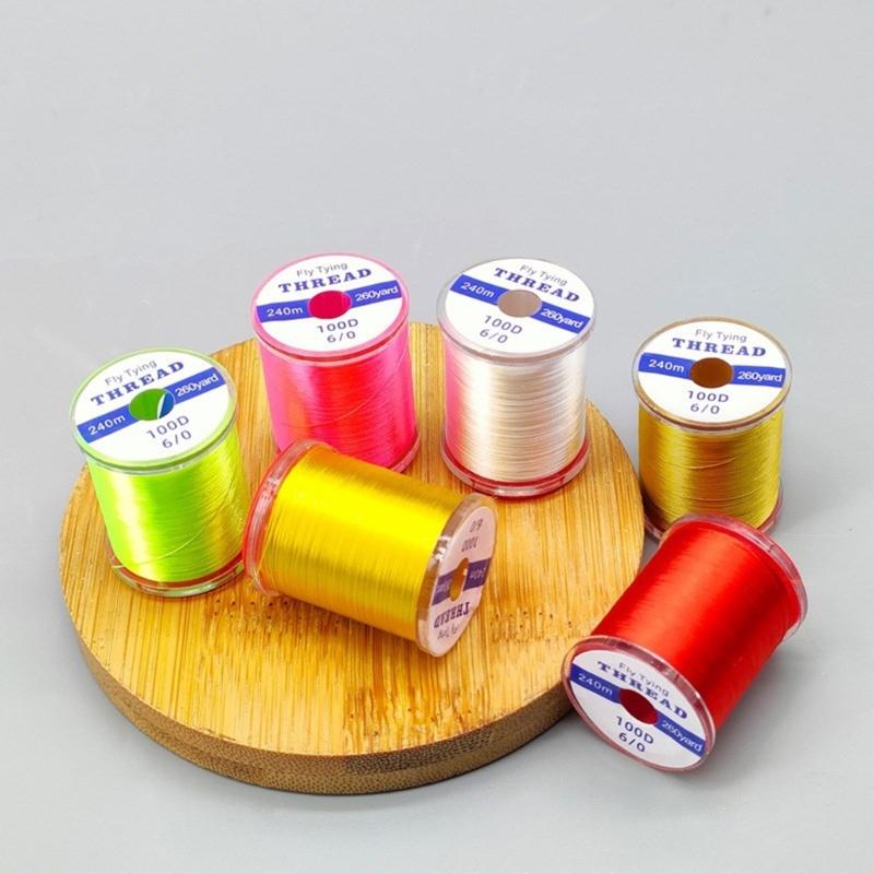 240M Fly Tying Thread Set 6 Bright Color High Strength Fly Tying Thread Fly Tying Wire for Saltwater and Freshwater