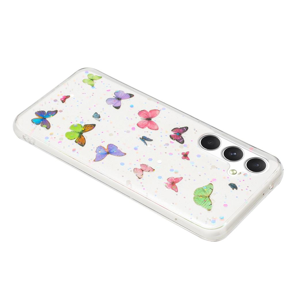 For Samsung Galaxy S24 Case Anti Drop TPU Phone Back Cover Epoxy Glitter Butterfly