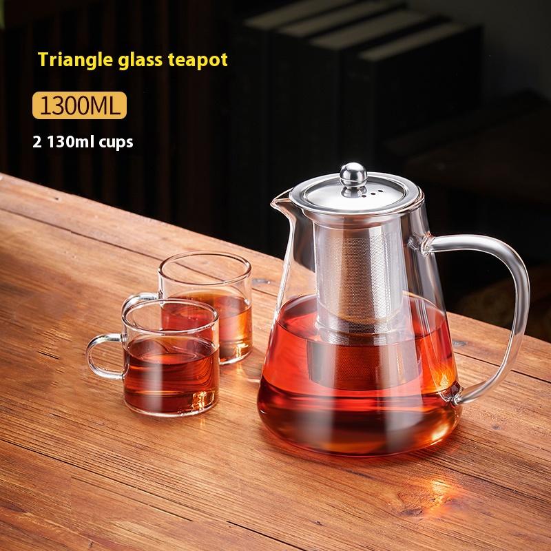 GIANXI Flower Teapot Open Flame Heating Glass Teapot Filter Tea Cup High Temperature Coffee Pot Coffee Cup Home Tea Set