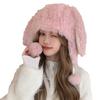 Winter Thickened White Plush Cartoon Rabbit Ears Female Age Reduction Sweet and Cute Ear Protection Warm Pullover Cap