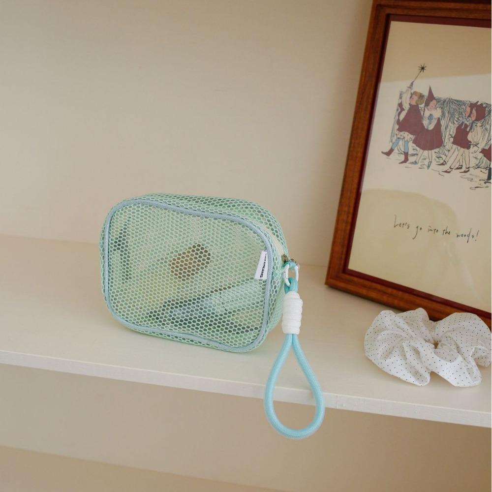 Large Capacity Mesh Cosmetic Bag Solid Color Pillow Makeup Pouch Transparent Makeup Bag  Outdoor