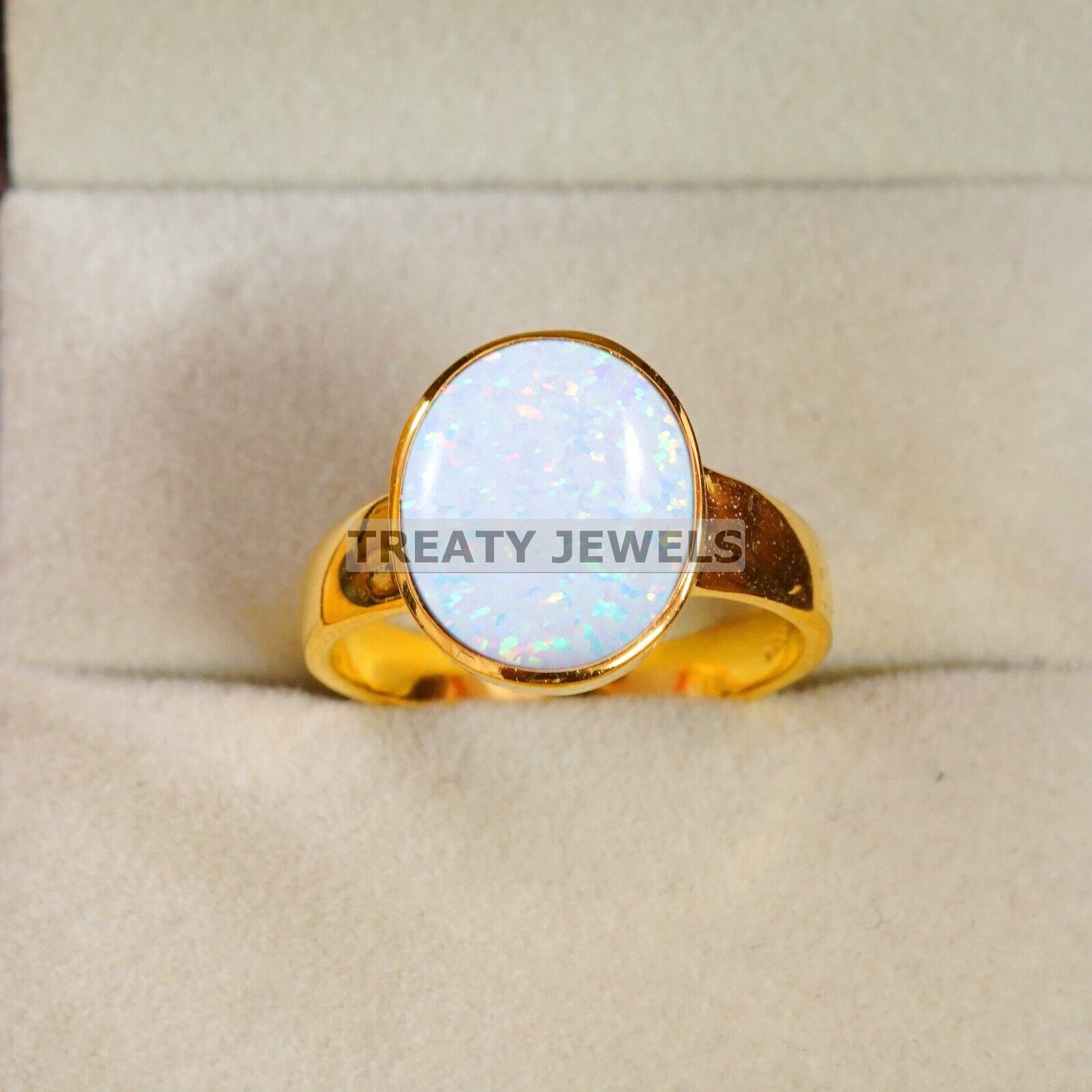 

Опал Овальний Камінь З Позолоченим Сріблом 925 Проби Перстень Для Чоловіків #B341 JL375682006892 4-16 US золотий