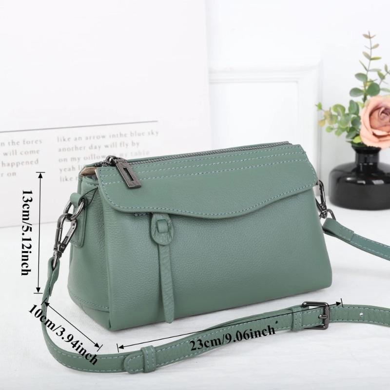 Women's Natural Pebbled Leather Crossbody - More Pocket Work-to-Evening Shoulder Bag, Soft Leather Tote with Adjustable Strap