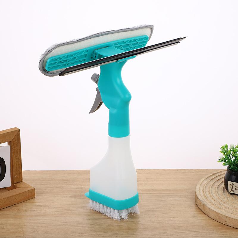 4-In-1 Glass Cleaner Combines A Wiper, Scraper, Brush And Spray Bottle Home Multifunction Window Glass Cleaner Tool