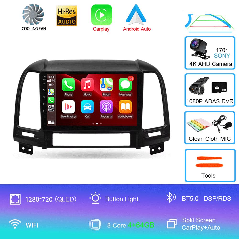 Car Radio Android 14 For Hyundai Santa Fe 2 2006 - 2012 Navigation GPS Multimedia Video Player Stereo wireless Carplay Wifi+4G