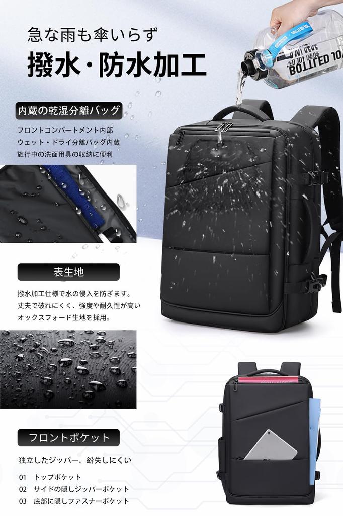 Backpack Business Backpack for Men Large Capacity 41L USB Charging Port Large Capacity Gusset Expansion Can Store Inch PC Business Bag Commuting