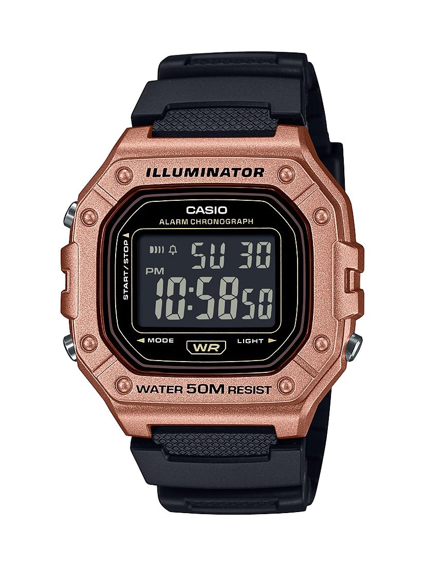 

Casio Черные мужские часы W-218HM-5BV, золотой