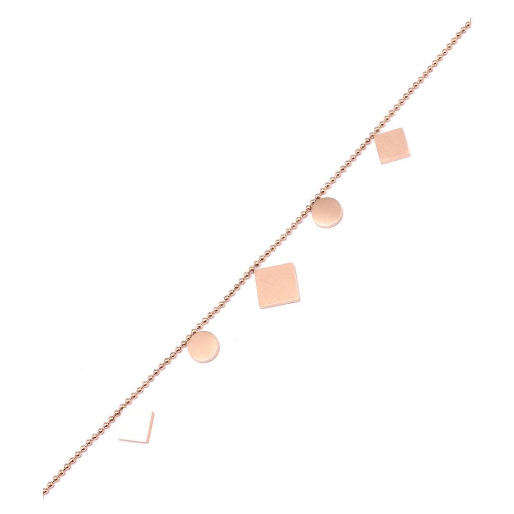 Les Trésors De Lily [Q0911] - Steel Anklet 'Choréographie' Rose Gold (gold Pink) - Lozange 10x10 Mm
