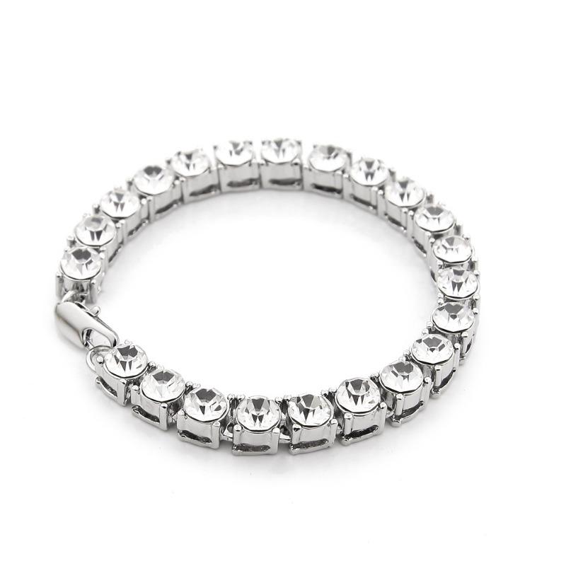

Meier Hip-hop diamond bracelet - men s 8mm chunky single row rhinestone bangle
