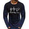 3D potisk Pánské tričko s dlouhým rukávem Faith Hope Love Jaro Podzim Ježíš Srdce Potisk O-neck Pullover Fashion Street Oversized topy