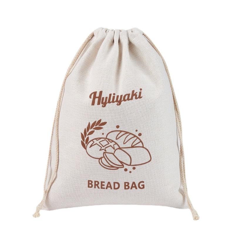  Convenient Linen Drawstring Bread Bag for Easy Storage Durable and Breathable Fabric Pouches Suitable for Bread Fruits