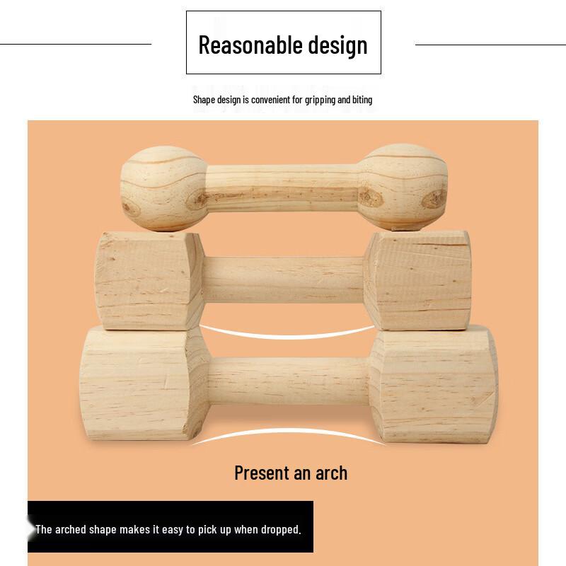 Solid Wood Dog Training Bone Dumbbell