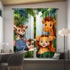 2 Pièces Rideaux Imprimés Numériquement, Aventure dans la Jungle Animaux Sauvages Safari, Habillages de Fenêtre pour Salon Chambre Décoration de Maison