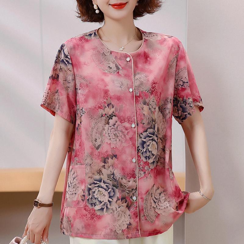 Blusas Elegantes de Talla Grande para Mujer 4XL-8XL Verano Tops Oversize Camisas Casuales de Manga Corta para Mujer