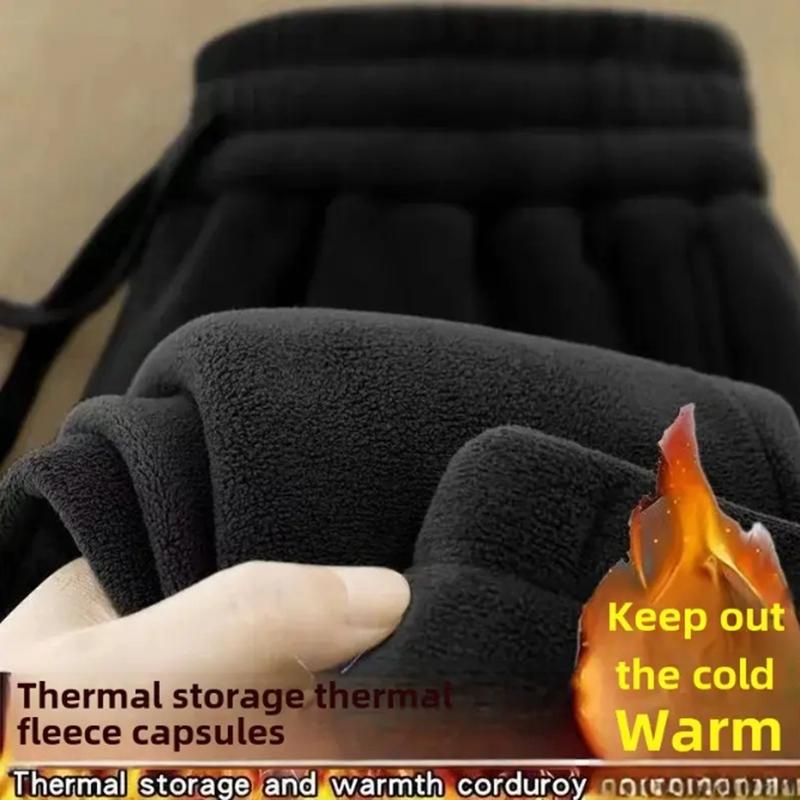 

Флисовые брюки с двухсторонней молнией для мужчин, утолщенные зимние теплые спортивные брюки, повседневная свободная верхняя одежда, брюки M чёрный