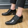 Large size pointed high heels men's shoes British style hair stylist glossy leather shoes European and American style casual business dress shoes