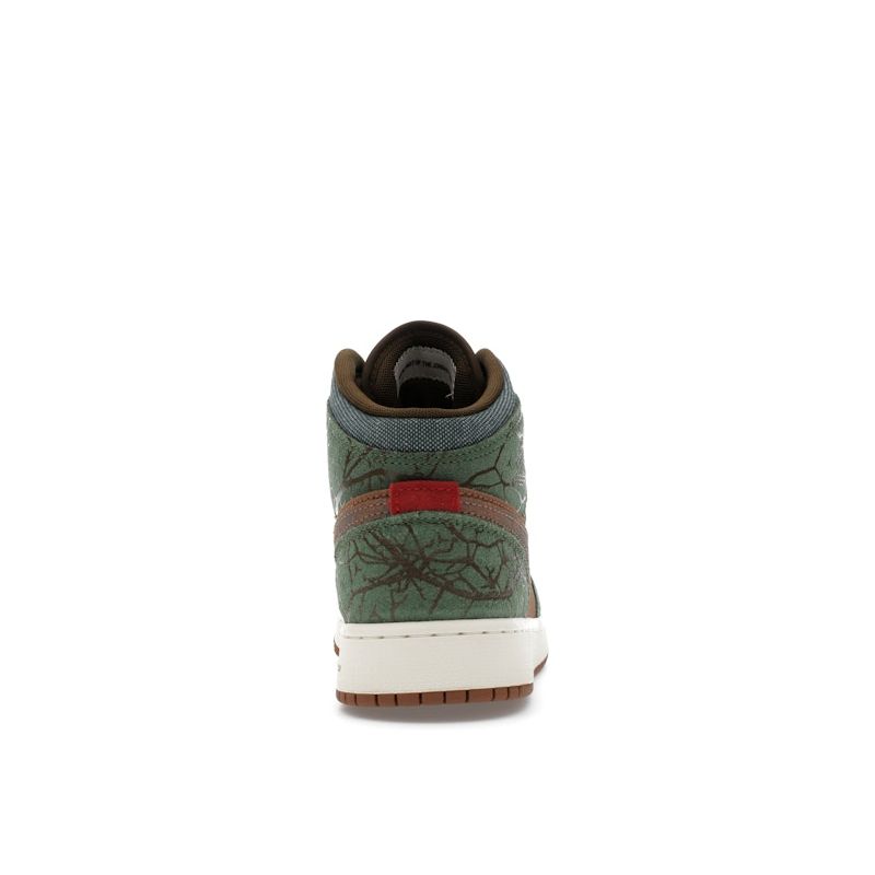 Air Jordan 1 Mid GS Treeline Kids Sneakers Brown Archaeo-Brown Coconut-Milk FQ8101-200