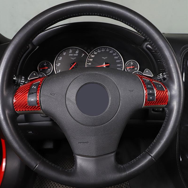 Pentru Chevrolet Corvette C6 2005-13 din fibră de carbon moale pentru cadru de butoane pentru volan, acoperire, autocolant, accesorii auto