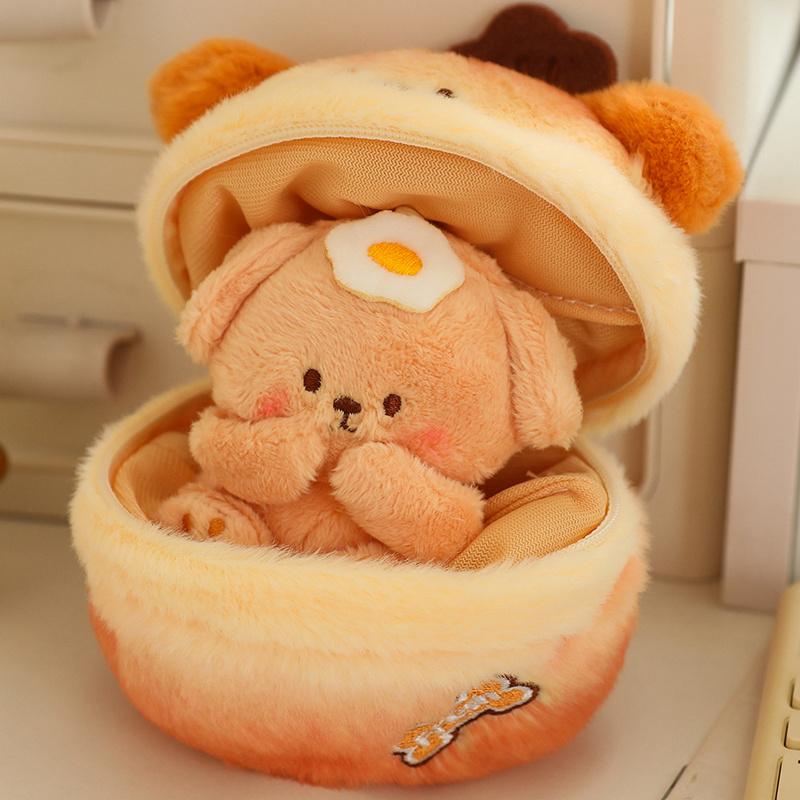 Dog Egg Series Plush Bag Key Pendant Decor Dog in the Bag Candy Color Soft Cartoon Dolls Birthday Presents for Boys and Girls