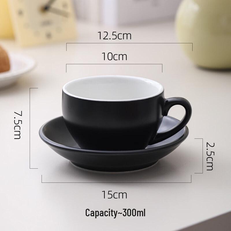 Qī Wēi 300ml Ceramic Latte Art Coffee Cup with Lid