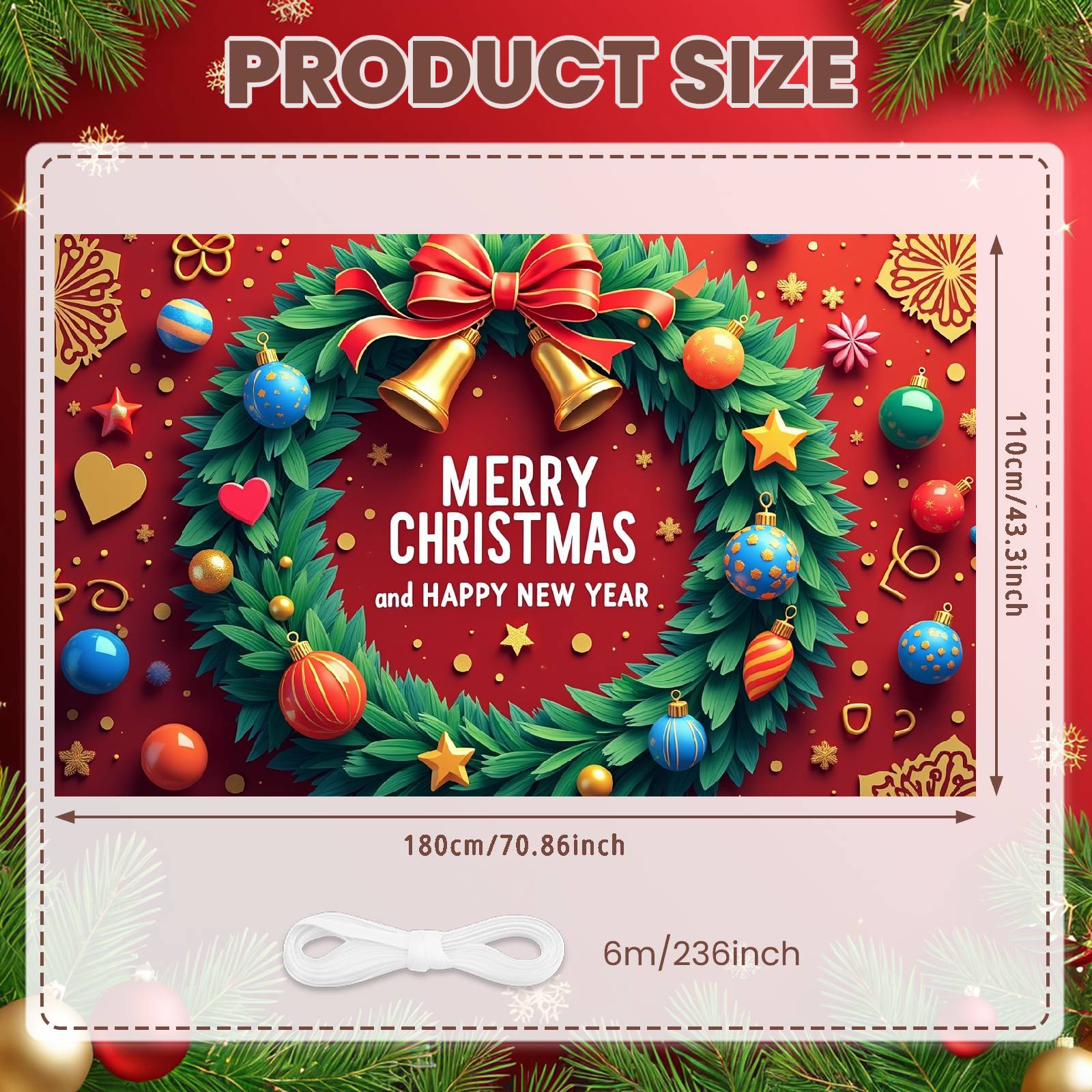 Christmas Banner New Year Merry Christmas Banner Happy New Year Banner Golden Bells For Indoor Decor Mall Decoration Home