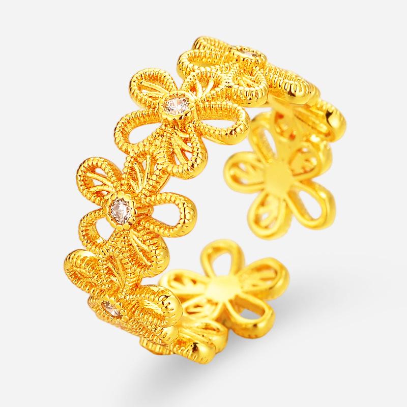 Elegant Zirconia Flower Open Ring: Niche Design, High-End Feel