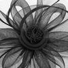 GALPADA Black Mesh Fascinator Hat for Women Vintage Wedding Bride Hat Decoration with Plume Flower Headband, Tea Party and Banquet Special Occasion