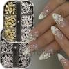 Nail art three-dimensional jewelry 6 grid punk metal star bow mixed with diamond jewelry