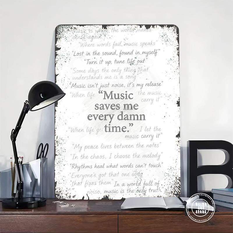 Music Quotes Typography Art Tinplate Poster Customized Wall Art Vintage Retro Metal Signs for Decoration Living Room Decor Men
