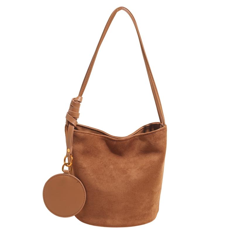 Korean niche ins suede suede surface retro bucket bag versatile shoulder messenger women tote bag