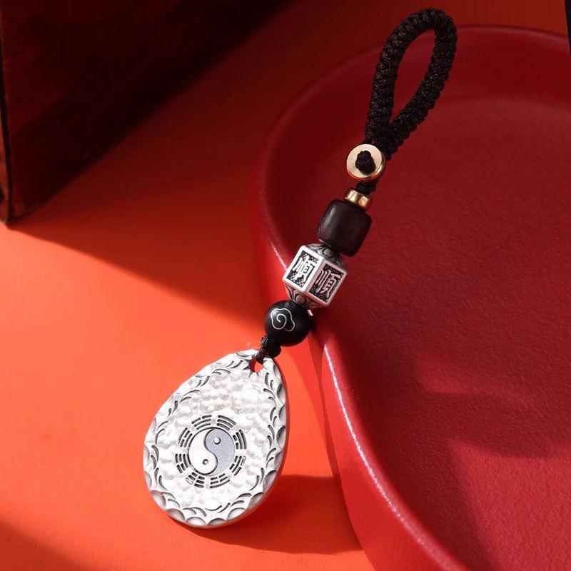 Necklace Retro Hammer Pattern Taoist Water Drop Tai Chi Bagua Brand Pendant for Men and Women