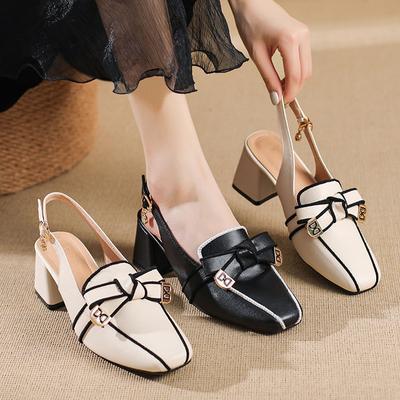 Mode Frauen Schuhe Sommer Schöne Sandalen Mädchen Elegante Quadratische Heels Pumps Mode OL Echtes Leder Casual Schuhe