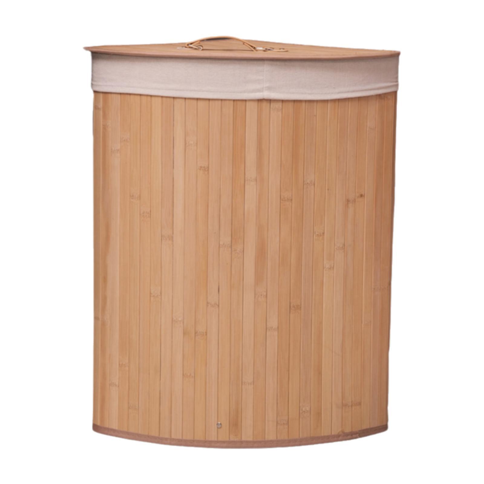 Corner Bamboo Laundry Basket and Removable