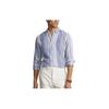 Polo Chemise à Manches Longues à Col Pointu et Imprimé Rayé Homme chemises Bleu 710931799-001