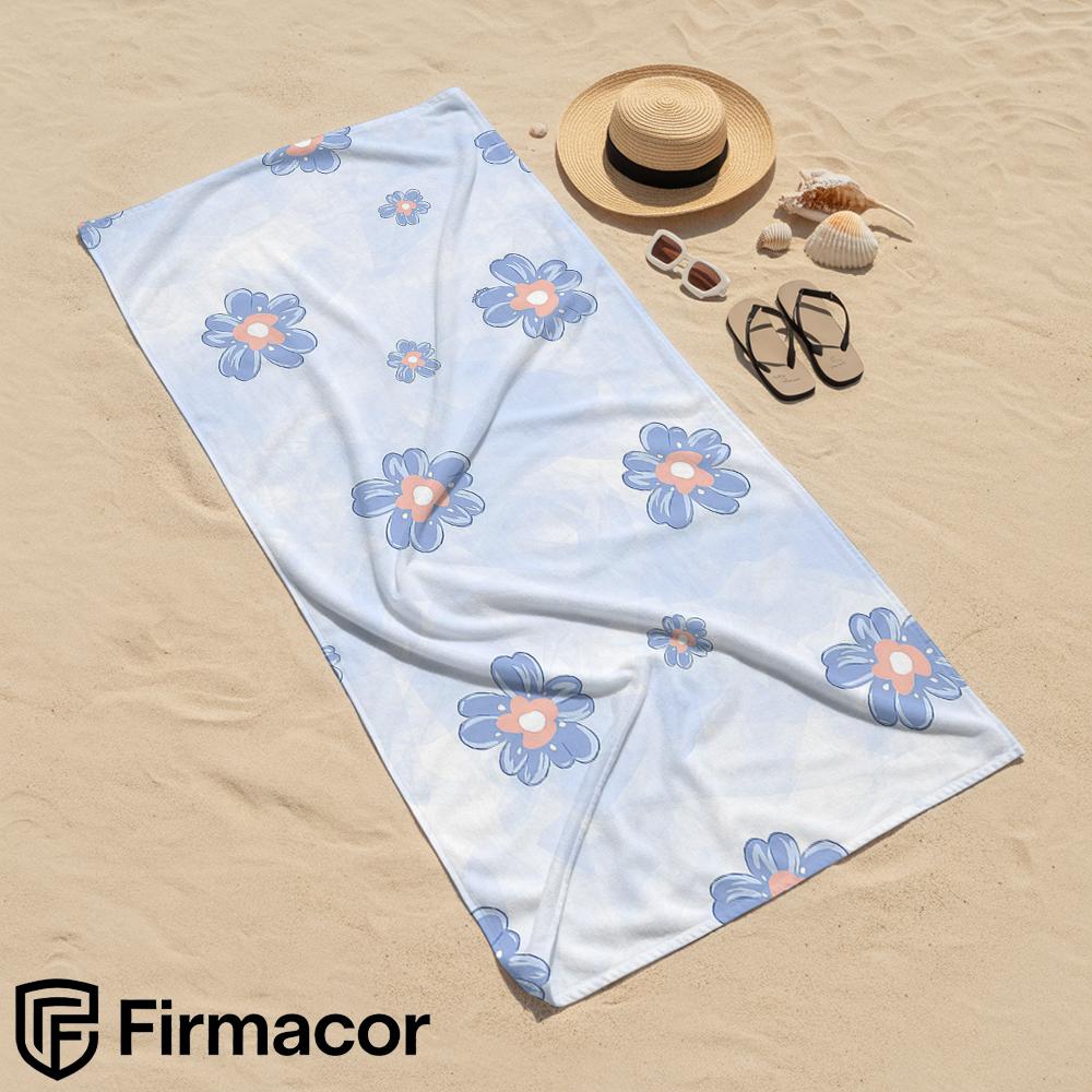 Blue Pink Blooms Soft Portable Travel Towel Unisex Ultra Lightweight Microfiber Oversized Sand Free Quick Dry Beach Towel
