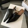 Fashion SUOJIALUN 2025 New Brand Women Slipper Fashion Pointed Toe Slip On Ladies Elegant Mules Shoes Thin Low Heel Casual Dress Slides