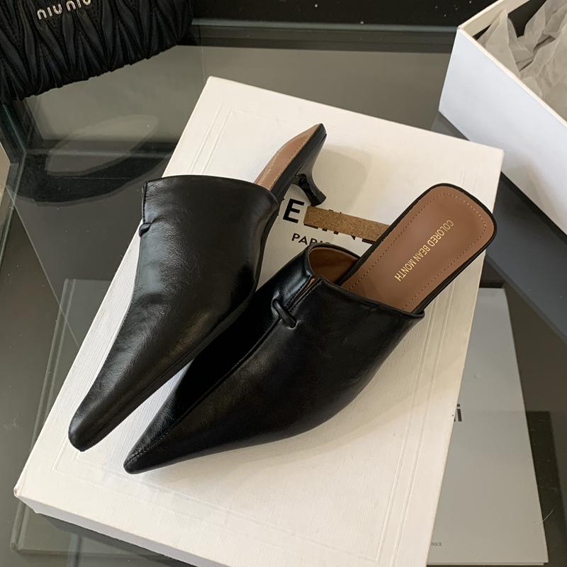 Fashion SUOJIALUN 2025 New Brand Women Slipper Fashion Pointed Toe Slip On Ladies Elegant Mules Shoes Thin Low Heel Casual Dress Slides