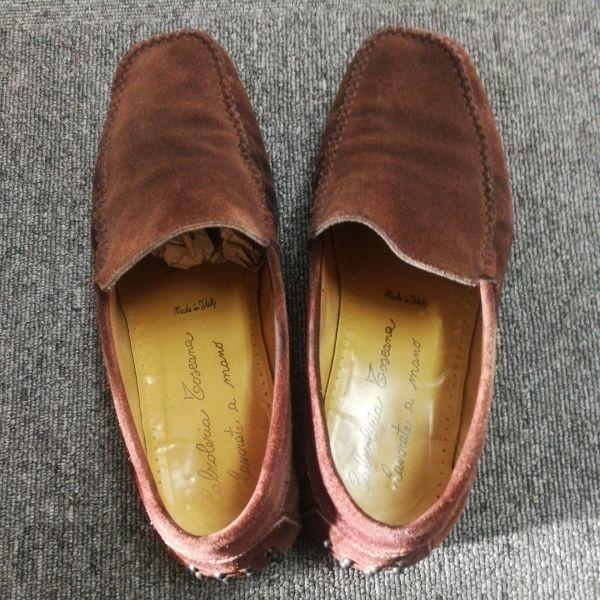 Made in Italy Suede Loafers Slip-on Driving Shoes Brown size 41 26.0-26.5(USED)