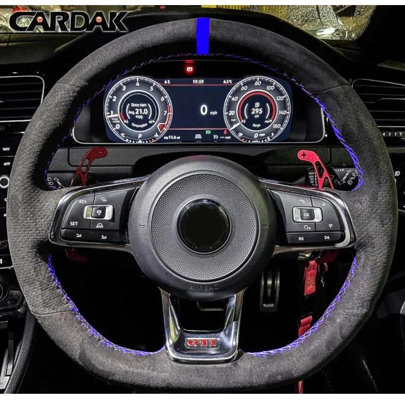 CARDAK DIY Suede Car Steering Wheel Cover for Volkswagen VW Golf R MK7 Golf 7 GTI VW Polo GTI Scirocco 2015 2016