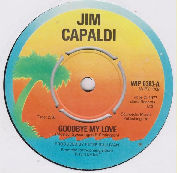 

7inch Record JIM CAPALDI Goodbye My Love WIP6383 Island Records 1977 UK Rock Used
