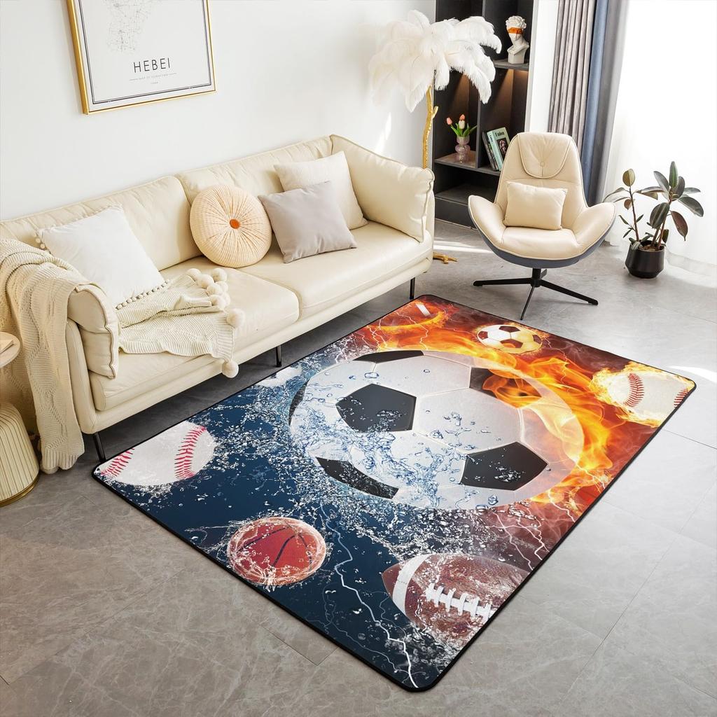 Erosebridal Cartoon Axolotl Area Rug 5x7 for Kids Boys Girls Bedside, Kawaii Axolotl Indoor Floor Mat Non Slip, Cute Reptiles Fish Sea Weed