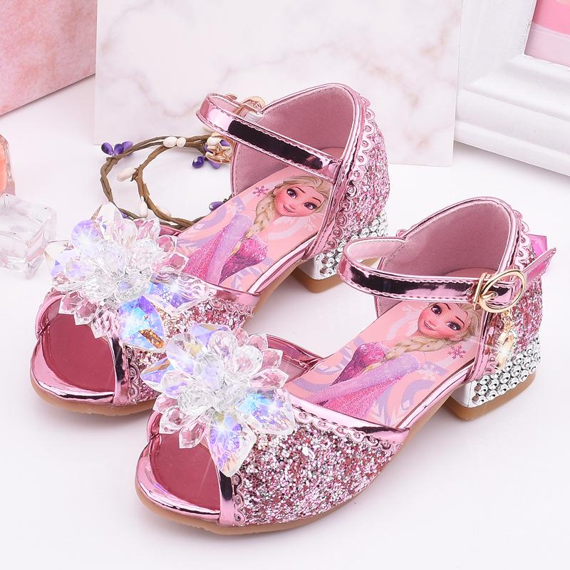

2023 Summer Girls Crystal Sandals - Elsa Princess Frozen Design Size 29 / 19.1 cm розовый